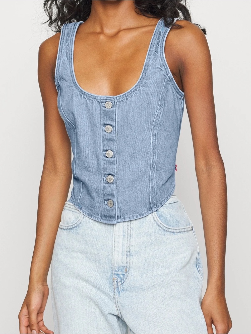 Levi’s Dani Denim Corset Crop Top Button Down Small